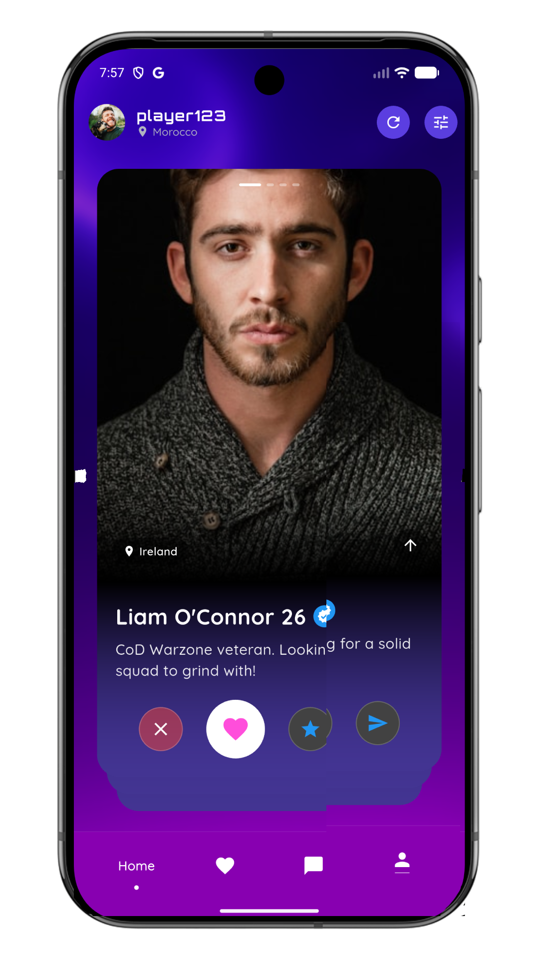 Pairfect app interface showing profile matching